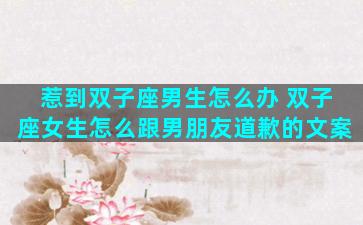 惹到双子座男生怎么办 双子座女生怎么跟男朋友道歉的文案